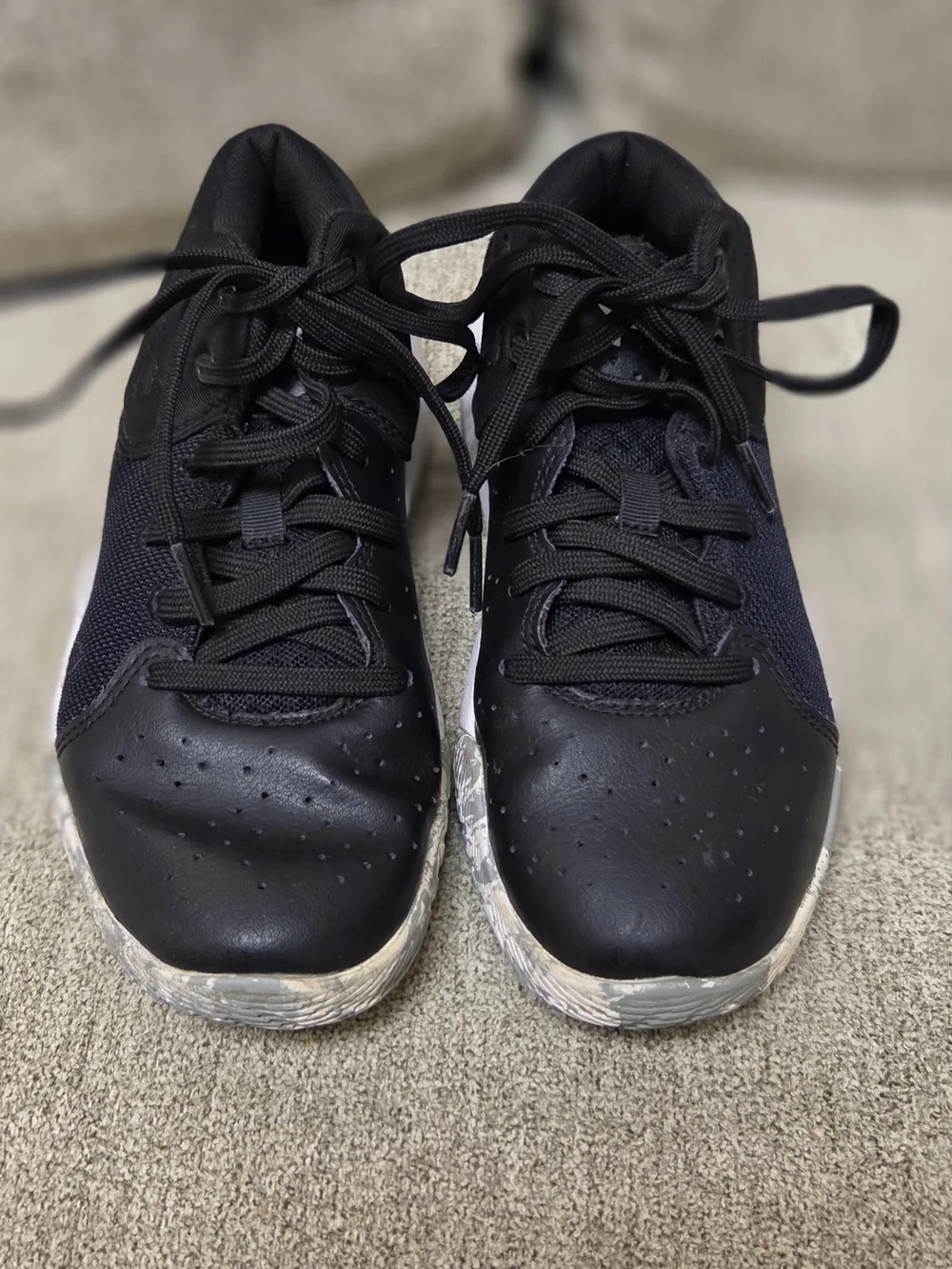 Under Armour Black Kids Athletic Sneakers with Lace-Up Closure